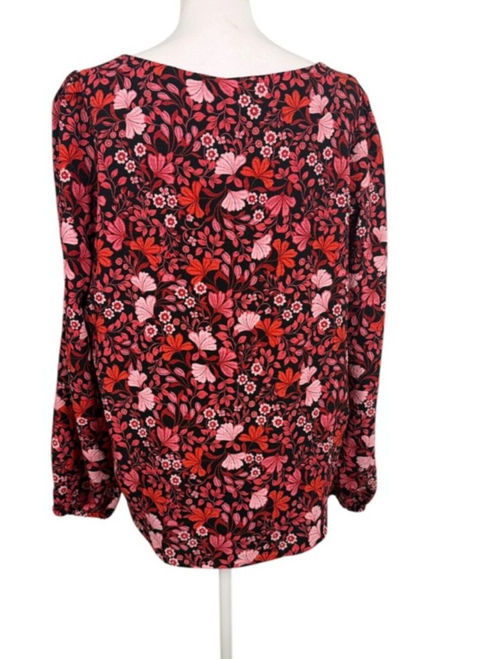 Draper James L Red Floral Square Neck Blouse Romantic Cottagecore Top - Picture 4 of 11